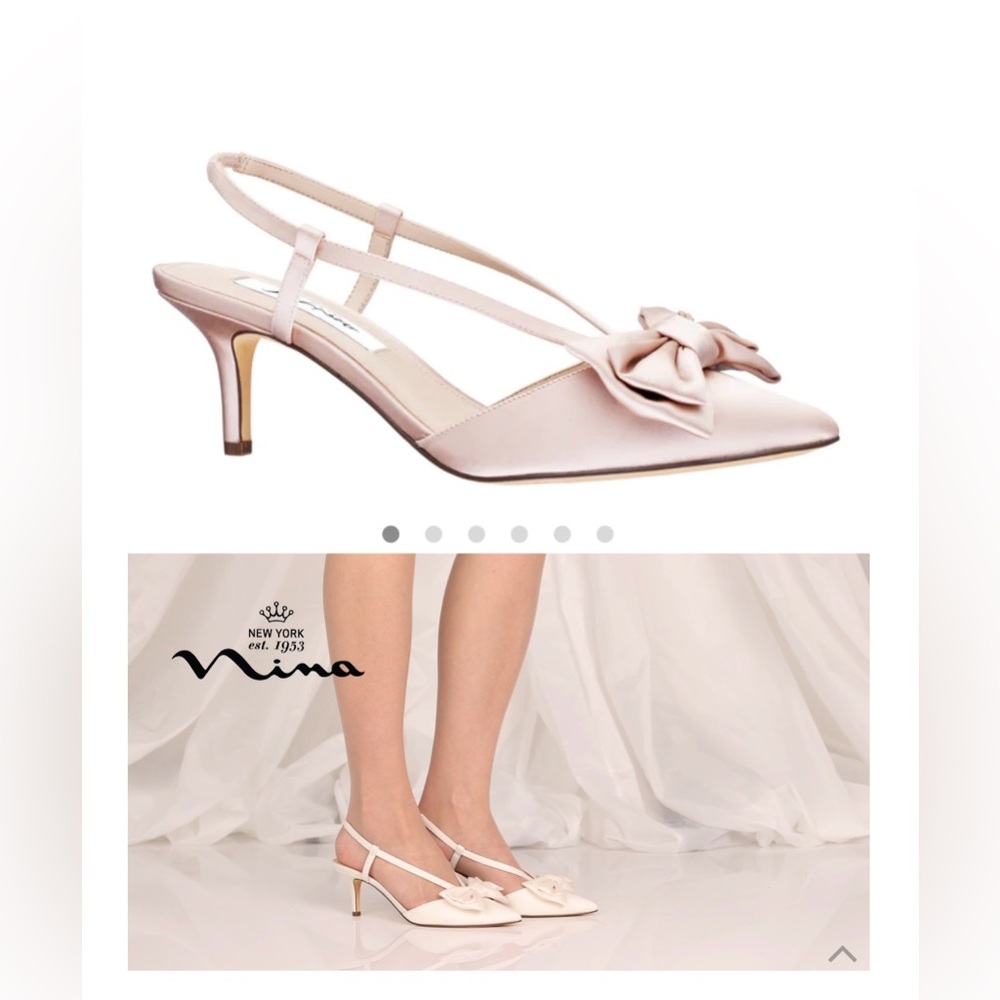 Nina Pearl Rose Satin Slingback Heels